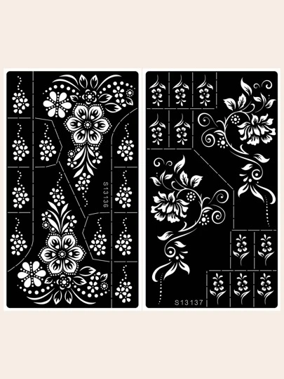 圖案手紋身空心模板 2 件