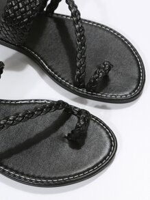 Women Braided Detail Thong Sandals, Vacation Summer Flat Sandals