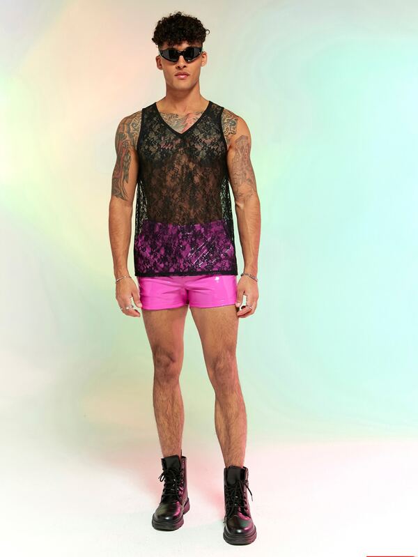 Manfinity Fever City Men Solid PU Leather Shorts SHEIN USA