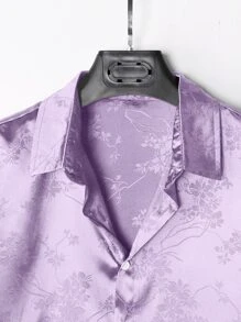 Manfinity Homme 男士花卉圖案提花緞面襯衫