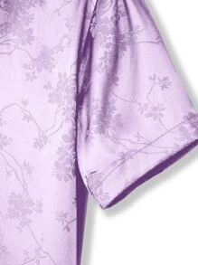 Manfinity Homme 男士花卉圖案提花緞面襯衫