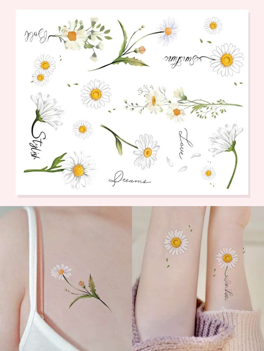1sheet Flower Pattern Tattoo Sticker - Multicolor - View 1