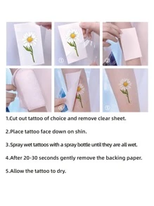 1sheet Flower Pattern Tattoo Sticker - Multicolor - View 3