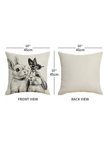 1pc Rabbit Pattern Cushion Cover Without Filler, Modern Fabric Waterproof Decorative Throw Pillow Cover For Outdoor - Multicolor - View 3
