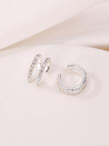 2pcs/set Rhinestone Decor Ear Cuff - Silver - View 1
