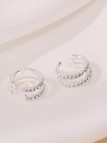 2pcs/set Rhinestone Decor Ear Cuff - Silver - View 4