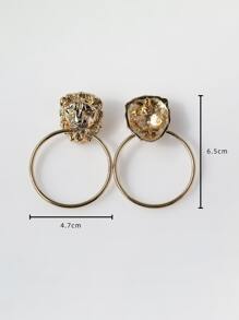 Lion Decor Earrings - Yellow Gold - View 3