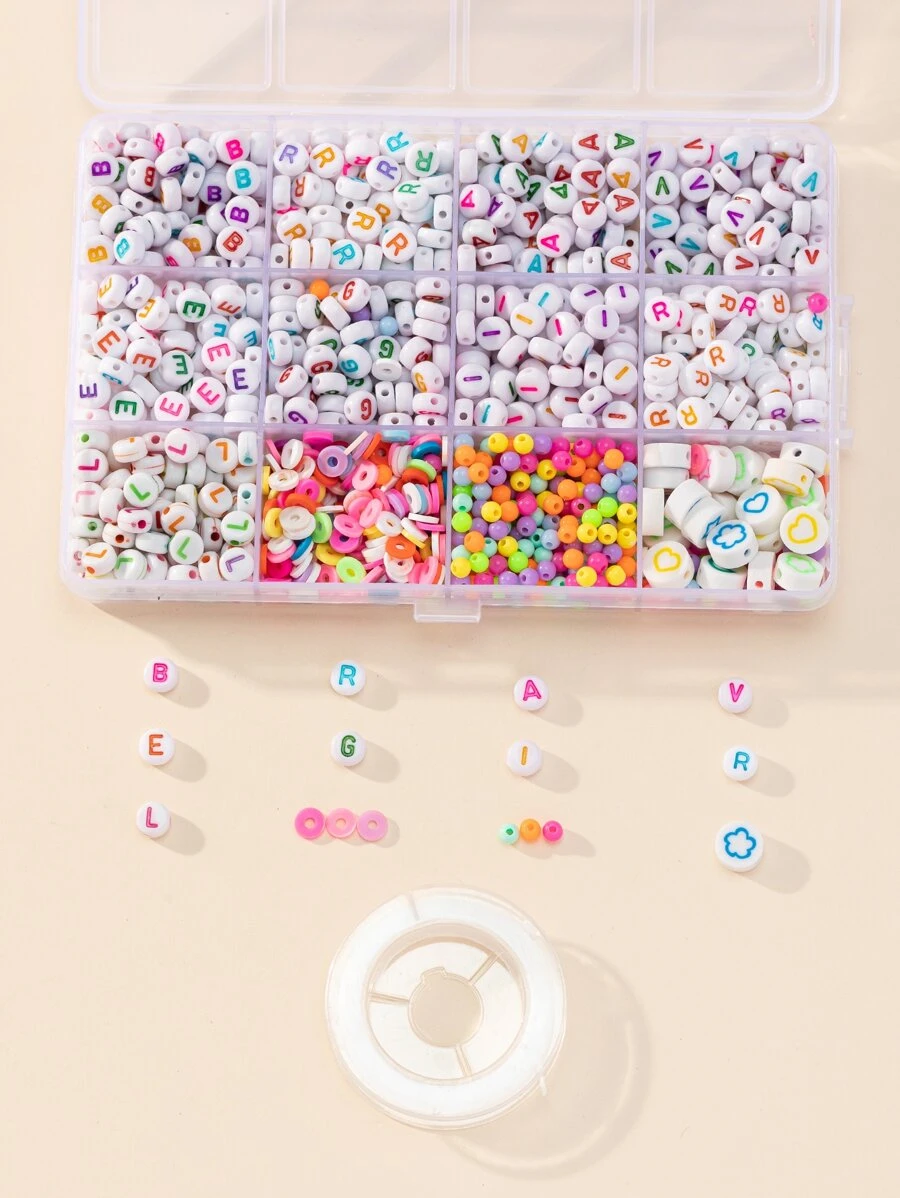 1box Letter Detail DIY Bead & 1roll Thread - Multicolor - View 1