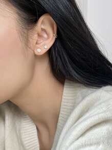 3 cặp/bộ Bông tai trang trí bằng đá Cubic Zirconia - Bạc - Xem 7