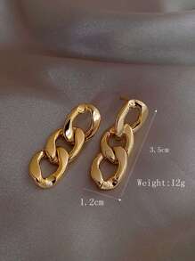 2pcs Stainless Steel Chain Thread Tassel Earrings In Minimalist Style For Daily Wear, Unisex - Yellow Gold - View 4