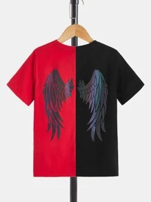 SHEIN Boys Reflective Wing Print Two Tone Tee - Multicolor - View 2