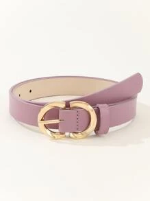 1pc Women's Fashionable Casual Versatile Waist Belt With 8-Shape And Triple Buckle - Purple - View 2