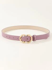 1pc Women's Fashionable Casual Versatile Waist Belt With 8-Shape And Triple Buckle - Purple - View 3