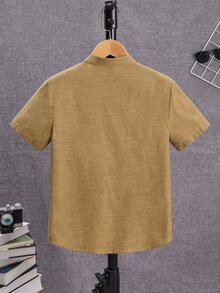 SHEIN 男孩補丁貼口袋襯衫不帶T恤