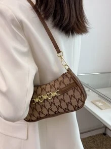 Letter Graphic Metal Decor Bag - Multicolor - View 1