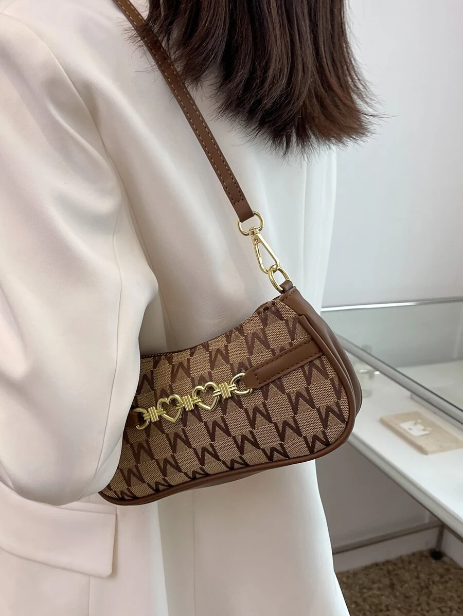 Letter Graphic Metal Decor Bag - Multicolor - View 1