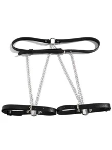 Cinturón con diseño de cadena - Negro - Ver 3