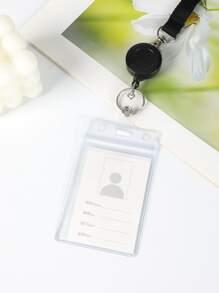 Hộp Đựng Thẻ Trong Suốt Có Dây Buộc Cho Văn Phòng, Trường Học, Học Sinh Nhẹ Di Động, Thẻ Tín Dụng, Chứng Minh Thư Nhân Viên Cổ Trắng Ngày Lễ, Kỷ Niệm, Quà Sinh Nhật, Phụ Kiện, Quà Tặng - Trong sáng - Xem 2