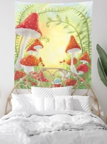 1入組蘑菇圖案掛毯化學纖維掛毯海報壁掛適合臥室美學 - 彩色 - 查看 3