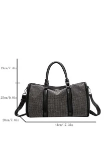 鉚釘裝飾大旅行包手提包手袋手掌包運動包適合男士女性女孩男生學生適合旅行返校商業戶外假期度假運動運動旅行配件旅行必備適用於存儲冬天衣服秋季衣服手掌包週末包適用於醫院適合男人及女人中性 - 黑色 - 查看 3