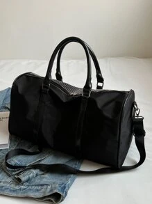 鉚釘裝飾大旅行包手提包手袋手掌包運動包適合男士女性女孩男生學生適合旅行返校商業戶外假期度假運動運動旅行配件旅行必備適用於存儲冬天衣服秋季衣服手掌包週末包適用於醫院適合男人及女人中性 - 黑色 - 查看 5