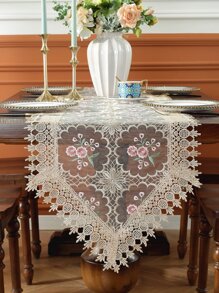 1入組花卉刺繡桌子滌綸廚房桌旗 - 彩色 - 查看 1