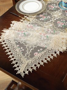 1入組花卉刺繡桌子滌綸廚房桌旗 - 彩色 - 查看 4