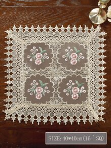 1入組花卉刺繡桌子滌綸廚房桌旗 - 彩色 - 查看 5