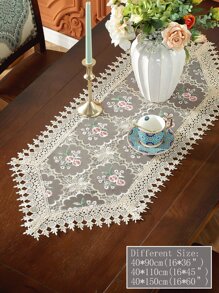 1入組花卉刺繡桌子滌綸廚房桌旗 - 彩色 - 查看 6