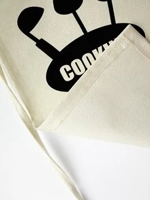 1pc Cooking Spatula & Letter Graphic Apron, Modern Polyester Chef Apron For Household - Black and White - View 5