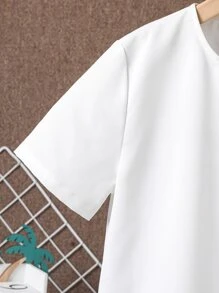 Boys Tropical Print Patched Pocket Shirt & Knot Waist Shorts - Multicolor - View 6