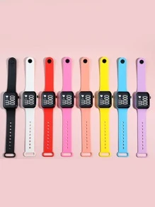 夜光方形電子錶 - 紫色 - 查看 1