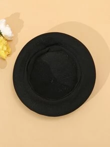 Minimalist Solid Beret - Black - View 2