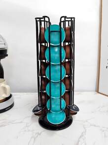 1 pieza Soporte hierro café cápsula almacenamiento giratorio negro café cápsula para casa - Negro - Ver 1