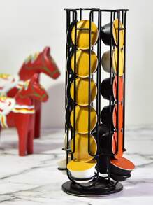 1 pieza Soporte hierro café cápsula almacenamiento giratorio negro café cápsula para casa - Negro - Ver 2