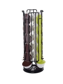 1 pieza Soporte hierro café cápsula almacenamiento giratorio negro café cápsula para casa - Negro - Ver 4