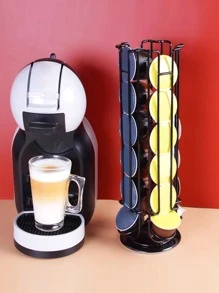 1 pieza Soporte hierro café cápsula almacenamiento giratorio negro café cápsula para casa - Negro - Ver 5