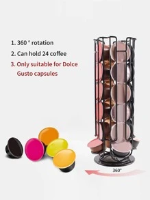 1 pieza Soporte hierro café cápsula almacenamiento giratorio negro café cápsula para casa - Negro - Ver 6