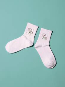 Vớ thủy thủ đoàn in hoa - trắng - Xem 1