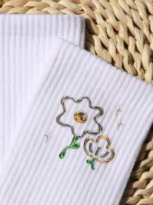 Vớ thủy thủ đoàn in hoa - trắng - Xem 3