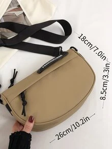 Bolso hobo con diseño de parche de letra - Caqui - Ver 4