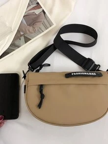 Bolso hobo con diseño de parche de letra - Caqui - Ver 6