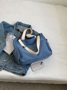 Bolsa de compras con diseño de parche de letra - Azul - Ver 4