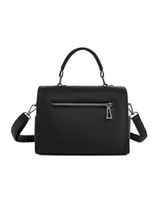 Túi đeo chéo Nữ màu trơn Có thể điều chỉnh được Giải trí Retro - màu đen - Xem 4