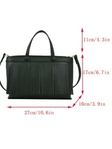 Minimalist Fringe Decor Square Bag - Dark Green - View 3