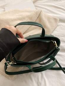 Minimalist Fringe Decor Square Bag - Dark Green - View 4