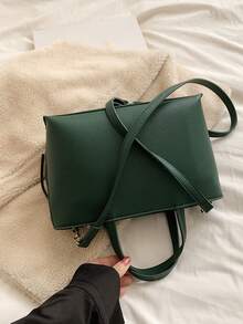 Minimalist Fringe Decor Square Bag - Dark Green - View 6