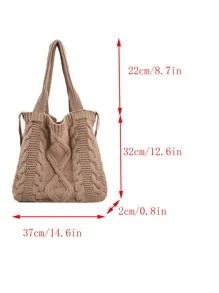 Mode Veelzijdige Casual Elegante Effen Kleur Schoudertas Haaktas - Kaki - Bekijken 3