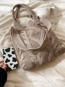 Mode Veelzijdige Casual Elegante Effen Kleur Schoudertas Haaktas - Kaki - Bekijken 6