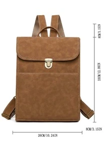 Minimalist Textured Fashion Backpack - Brown - View 3